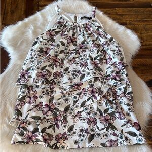 White House Black Market Floral Halter Top - White and Purple